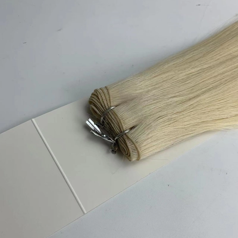 Hot selling platinum hand tied weft hair extensions for usa women HJ 027